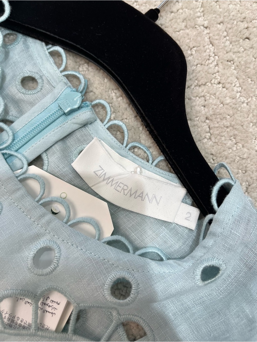 Zimmermann Pale Blue Eyelet Linen Crop Top - Picture 3 of 4
